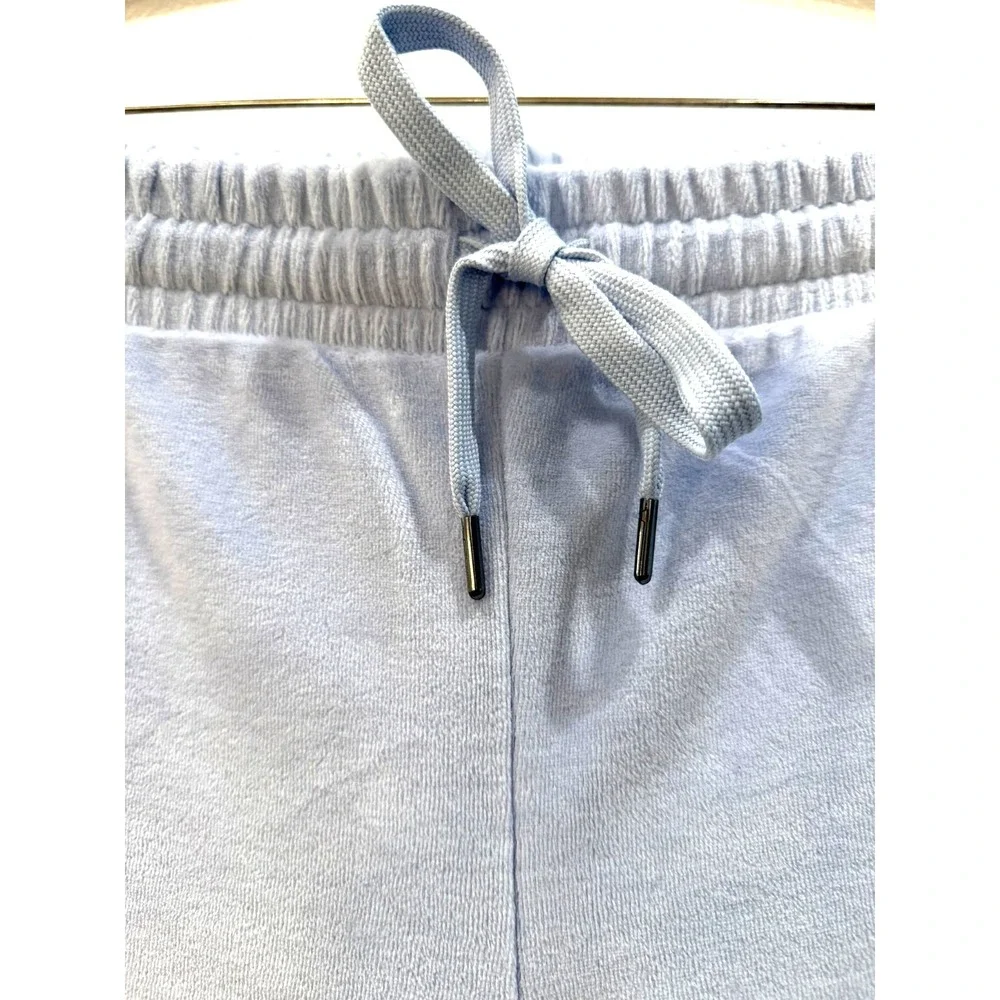 NWT Divided by‎ H&M XL Blue Velour Wide Leg Pintuck Seam Jog Pants